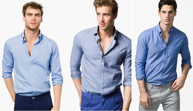 camisas de hombre azules