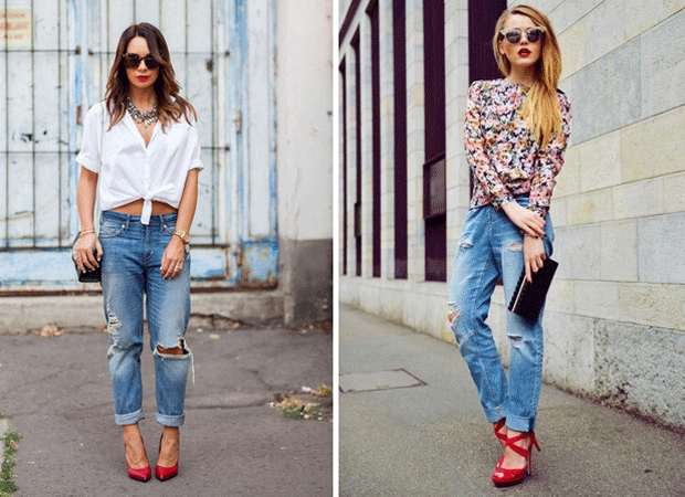 Boyfriend jeans con tacones