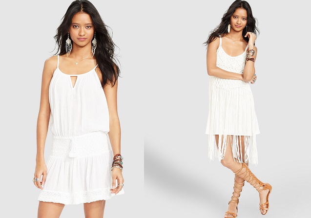 blanco color de moda vestidos flecos