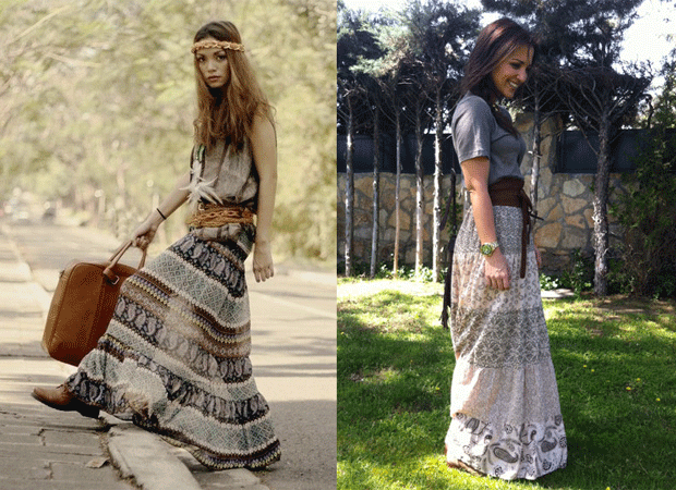 Falda larga hippie