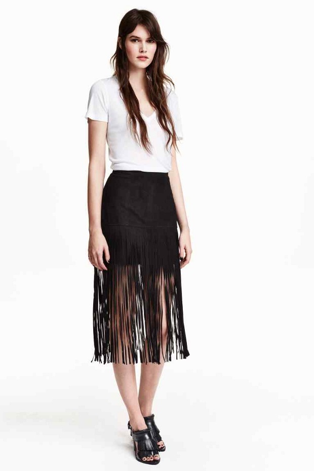 falda flecos H&M