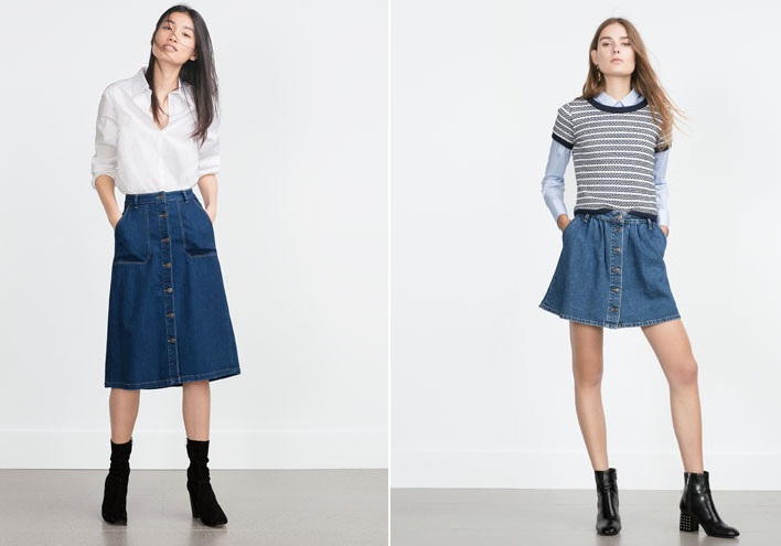 falda botones denim