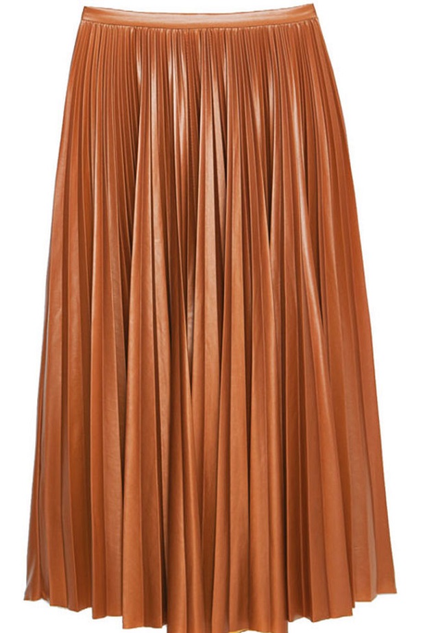falda midi cuero