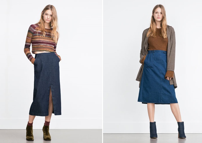 falda midi denim
